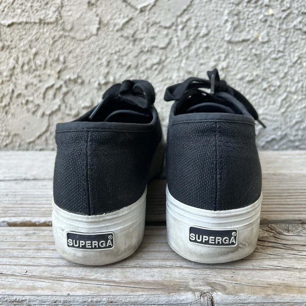 Superga Shoes Unisex Men Size 7 Women Size 8.5 2790 Low-Top Black Platform Y2K